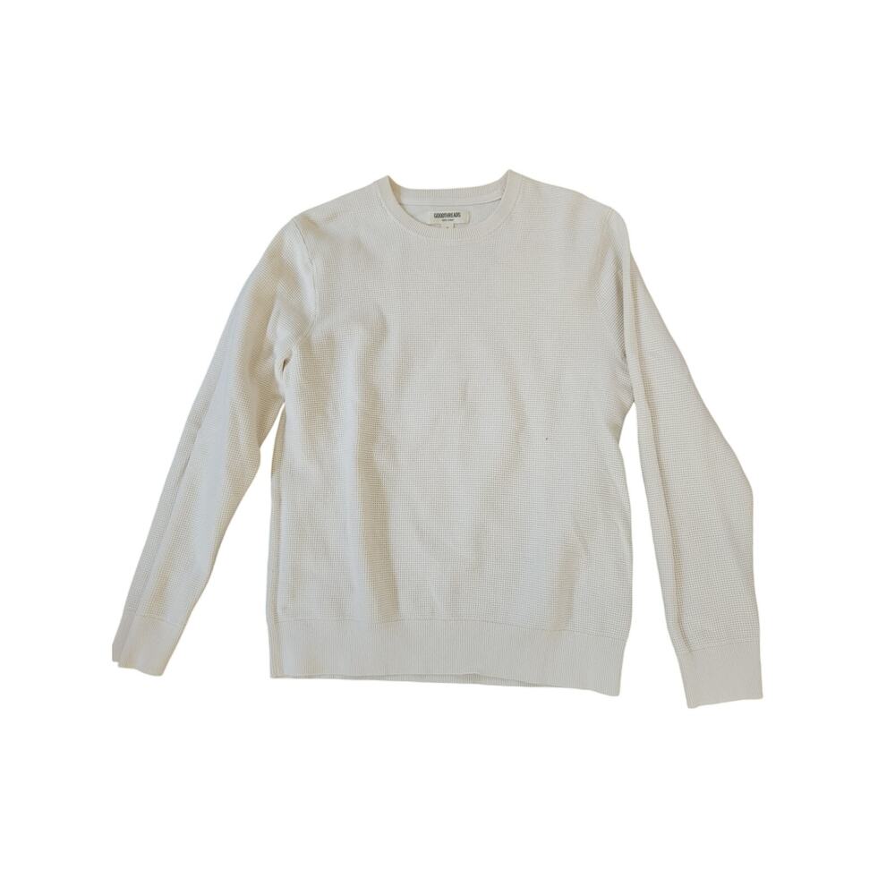 Goodthreads Waffle Knit Crewneck Sweater Cream 100% Cotton Long Sleeve M